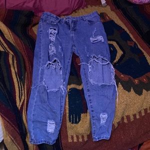 Distressed mom jeans